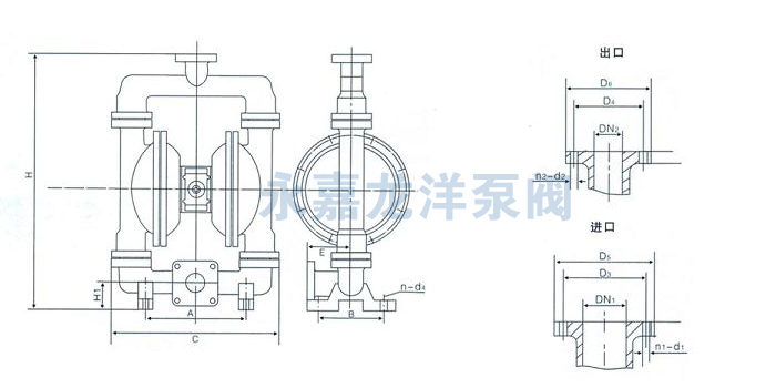 QBY衬氟气动隔膜泵安装图