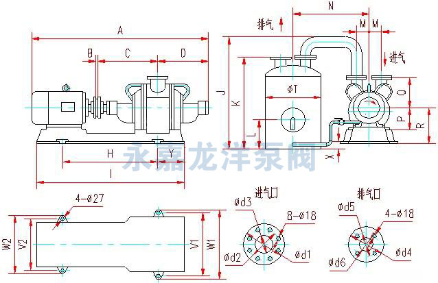 SZ系列水环式真空泵外形及安装尺寸图