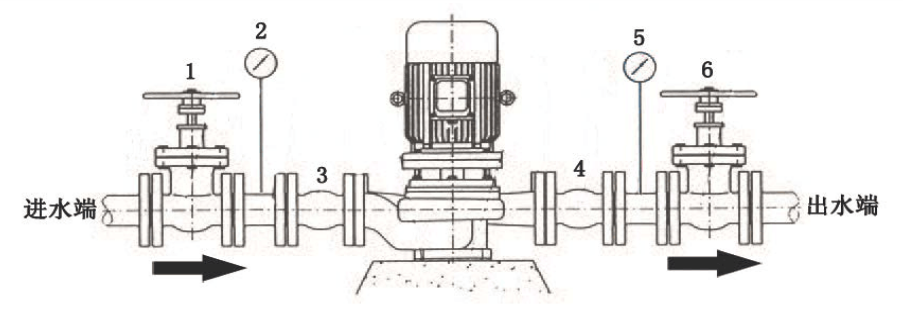 图1，ISG立式管道泵安装的示意图