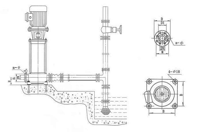GDL立式多级管道泵安装示意图